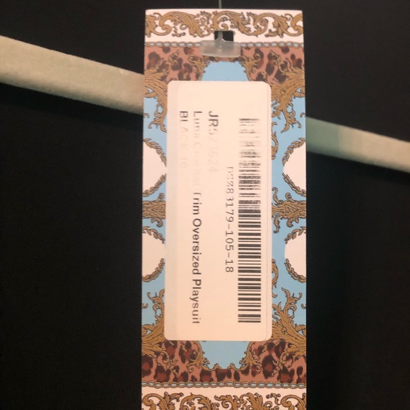 Boohoo Crochet Trim Oversized Romper-Black - Picture 6 of 6